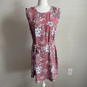 41 Hawthorn Pink Naama Floral Belted Dress Women's M Stretchy Formal Party
